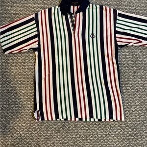 Vintage Gant Navy Collar Multicolor Vertical Stripe Polo